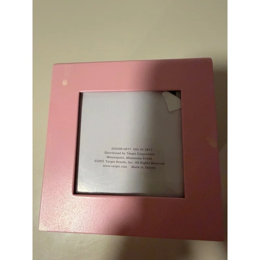 Vintage 2001 Target Pink Photo Cube Holds 5 3x3 Photos Valentines Day Decor